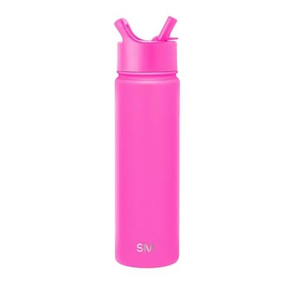 Simple Modern Water Bottle with Straw Lid Vacuum Insulated Stainless Steel Metal Thermos Bottles | Reusable Leak Proof BPA-Free Flask for Gym Sports | Summit Collection | 22oz, Ras