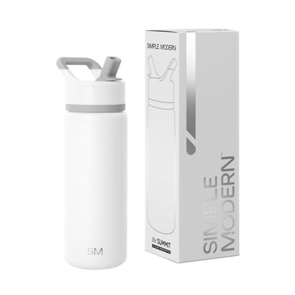 Simple Modern Kids Water Bottle with Straw Lid Vacuum Insulated Stainless Steel Metal Thermos Bottles | Reusable Leak Proof BPA-Free Flask for School | Summit Collection | 18oz, Wi