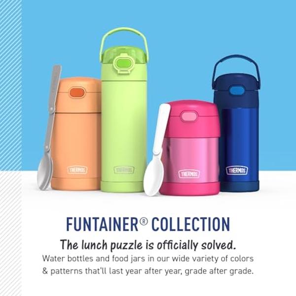 THERMOS FUNTAINER 16 Ounce Stainless Steel Vacuum Insulated Bottle with Wide Spout Lid, Dark Pink