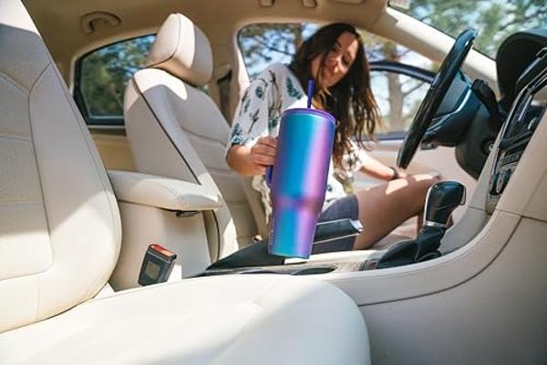 IRON °FLASK Co-Pilot Insulated Mug w/Straw & Flip Cap Lids - Cup Holder Bottle for Hot, Cold Drink - Leak-Proof - Water, Coffee Portable Travel Mug - Sage, 32 Oz