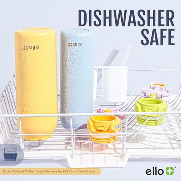 Ello Pop & Fill 40oz Stainless Steel Water Bottle with Quick Fill Technology, Double Walled and Vacuum Insulated Metal, Leak Proof Locking Lid, Sip and Chug, Reusable, BPA Free, To