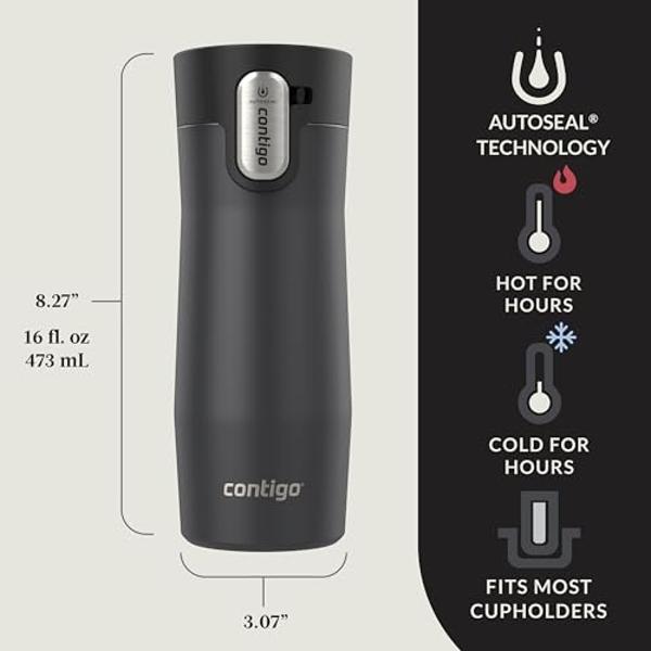 Contigo West Loop 3.0 Thermalock Insulated Travel Mug, 16oz, Matte Black