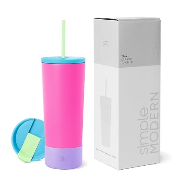 Ello Pop & Fill 22oz Stainless Steel Water Bottle with Quick Fill Technology, Double Walled and Vacuum Insulated Metal, Leak Proof Locking Lid, Sip and Chug, Reusable, BPA Free, Pi