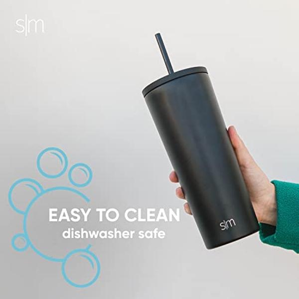 Simple Modern Insulated Tumbler with Lid and Straw | Iced Coffee Cup Reusable Stainless Steel Water Bottle Travel Mug | Gifts for Women Men Her Him | Classic Collection | 24oz | Wi