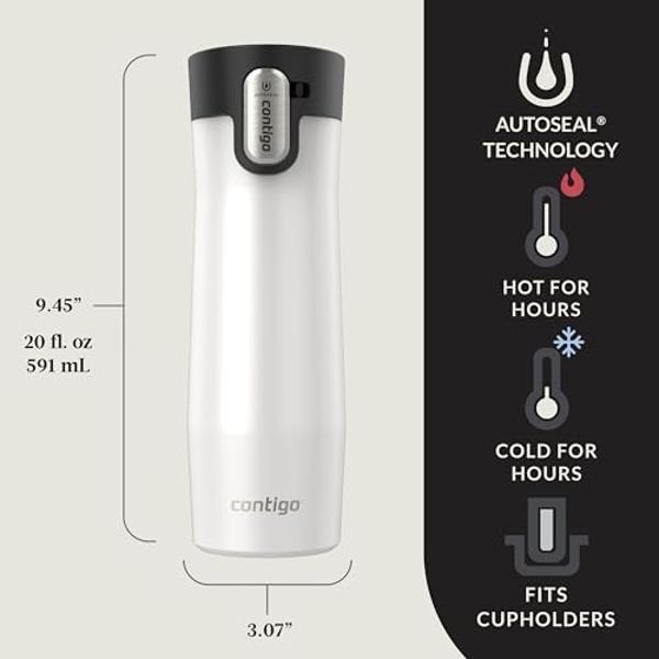 Contigo AUTOSEAL West Loop Vacuum-Insulated Stainless Steel Travel Mug with Easy-Clean Lid, 20 oz, 2-Pack