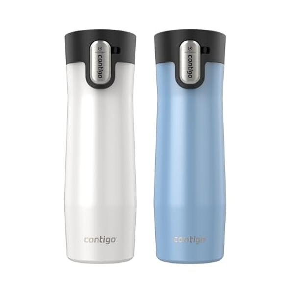 Contigo AUTOSEAL West Loop Vacuum-Insulated Stainless Steel Travel Mug with Easy-Clean Lid, 20 oz, 2-Pack