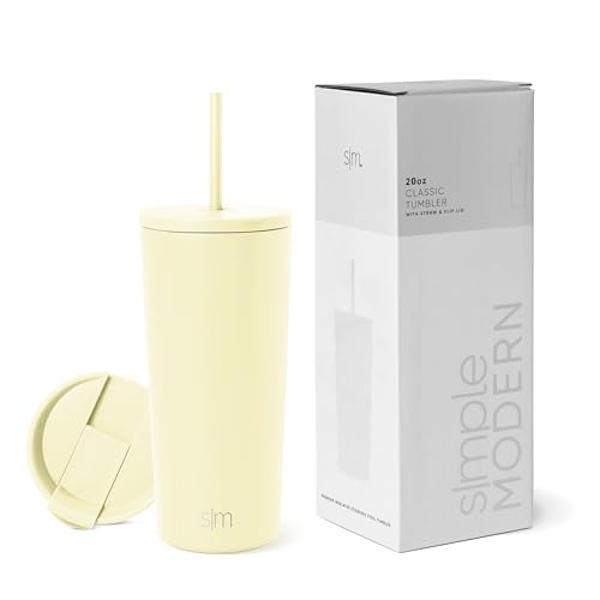 Simple Modern Insulated Tumbler with Lid and Straw | Iced Coffee Cup Reusable Stainless Steel Water Bottle Travel Mug | Gifts for Women Men Her Him | Classic Collection | 20oz | Bu