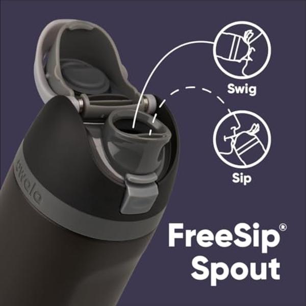 Owala FreeSip Insulated Stainless Steel Water Bottle with Straw, BPA-Free Sports Water Bottle, Great for Travel, 24 Oz, Black Panther, 24oz