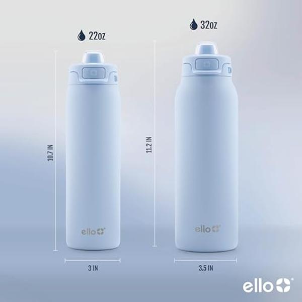 Ello Pop & Fill 32oz Stainless Steel Water Bottle with Quick Fill Technology, Double Walled and Vacuum Insulated Metal, Leak Proof Locking Lid, Sip and Chug, Reusable, BPA Free, Ha
