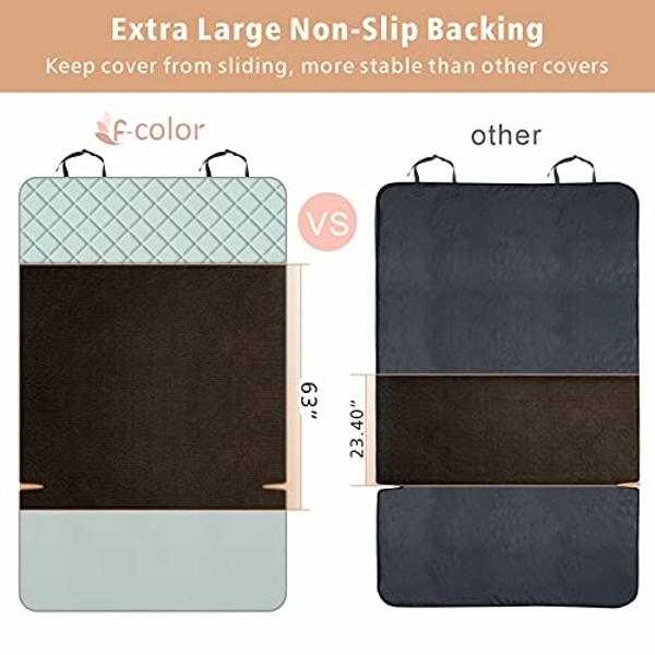 F-color SUV Cargo Liner for Dogs, Water Resistant Pet Cargo Cover Dog Seat Cover Mat for SUVs Sedans Vans with Bumper Flap Protector, Non-Slip, Large Size Universal Fit, Grey