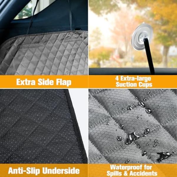 PETICON SUV Cargo Liner for Dogs, Waterproof Pet Cargo Cover Dog Seat Mat for SUVs Sedans Vans with Bumper Flap Protector, Non-Slip, Large Size Universal Fit, Gray