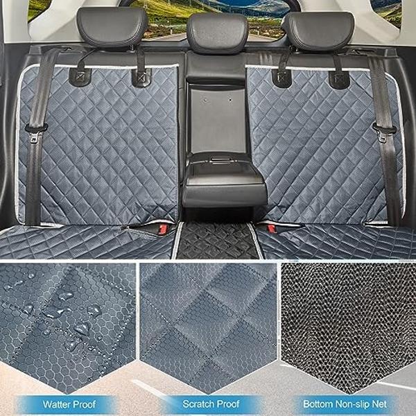 ANOSOSPECIAL Grey Dog Car Seat Cover for Back Seat,Non-Stick Fur,Pet-Friendly and Waterproof - Universal Fit Interior Protector for Auto, Van, SUV - Ideal for Kids and Pets