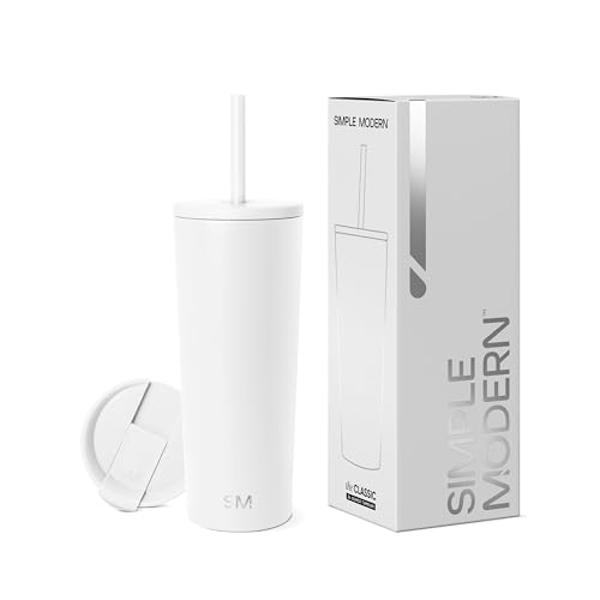 Simple Modern Insulated Tumbler with Lid and Straw | Iced Coffee Cup Reusable Stainless Steel Water Bottle Travel Mug | Gifts for Women Men Her Him | Classic Collection | 24oz | Wi