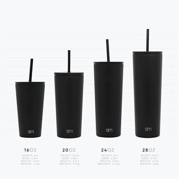 Simple Modern Insulated Tumbler with Lid and Straw | Iced Coffee Cup Reusable Stainless Steel Water Bottle Travel Mug | Gifts for Women Men Her Him | Classic Collection | 24oz | Wi