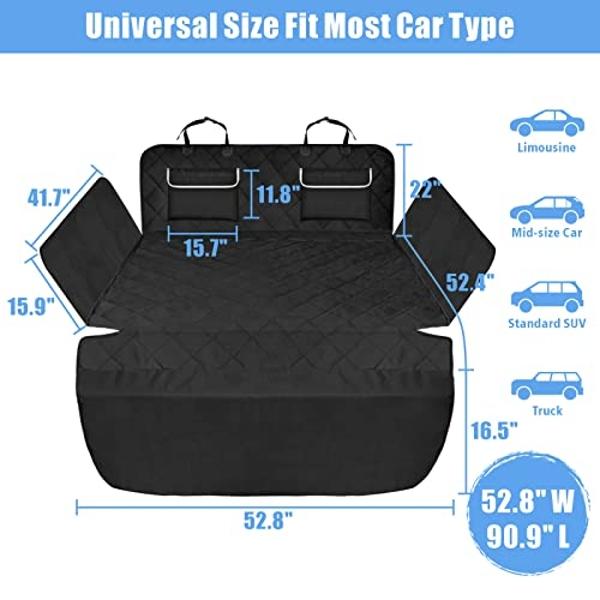 F-color SUV Cargo Liner for Dogs - Waterproof Pet Cargo Liner with Side Flaps, Comfort Dog Cargo Cover with Bumper Flap 2 Pockets, Scrachproof Non-slip Large Size Universal Fit SUV