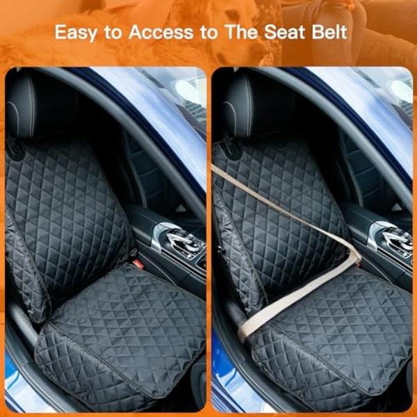 PETICON Waterproof Front Seat Car Cover 2 Pack, Full Protection Dog Car Seat Cover with Side Flaps, Nonslip Scratchproof Captain Chair Seat Cover Fits for Cars, Trucks, SUVs, Jeep,