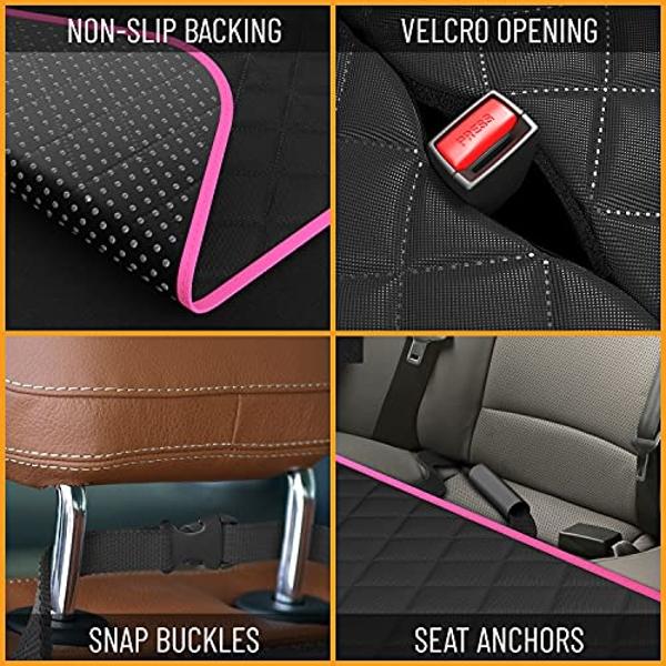 Active Pets Dog Car Seat Cover for Back Seat, Waterproof Pet Hammock Protector, Durable Nonslip Seat Protection SUV Truck, XL 59" x 63", Pink