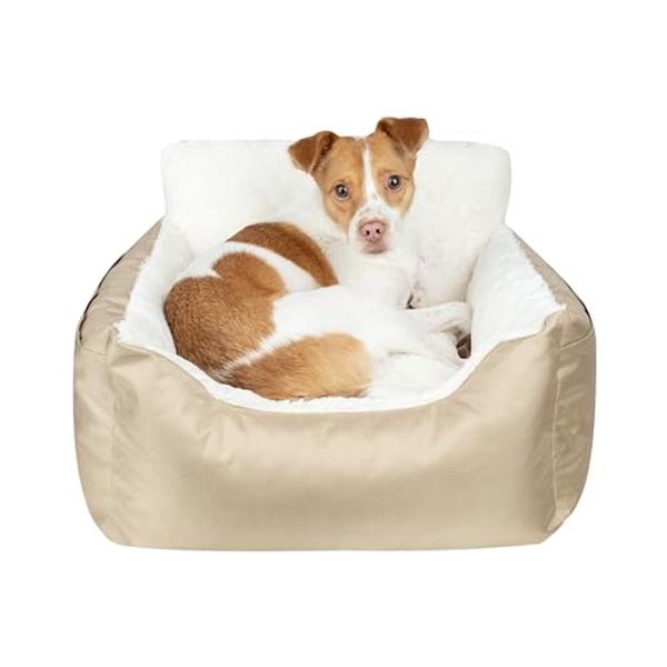 Best Pet Supplies Dog Pet Booster Seat, Dog Car Seats for Small Dogs & Medium Dogs, Soft Plush Cushion with Comfortable Bedding, Secure Straps, and Tall Pillow, Brown