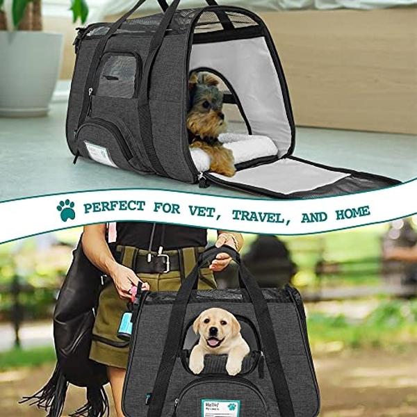 PetAmi Airline Approved Soft Sided Dog & Cat Carrier, Ventilated Pet Carrying Bag - Medium/Large, Heather Dark Gray