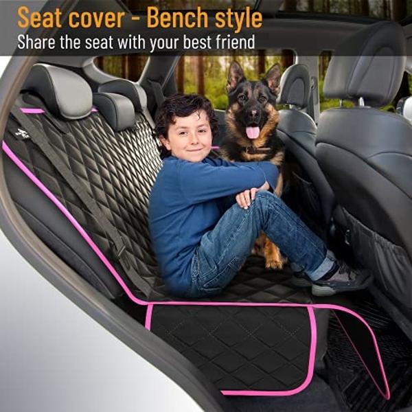 Active Pets Dog Car Seat Cover for Back Seat, Waterproof Pet Hammock Protector, Durable Nonslip Seat Protection SUV Truck, XL 59" x 63", Pink