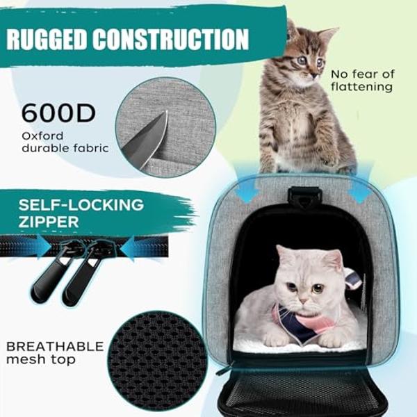 Top tasta Dog Cat Carrier Pet Carriers for Small Medium Large Cats Dogs Carrier Soft Sided Small Puppy Dog Carrier Portable Foldable Airline Approved Dog Cat Travel Carrier Grey Bl