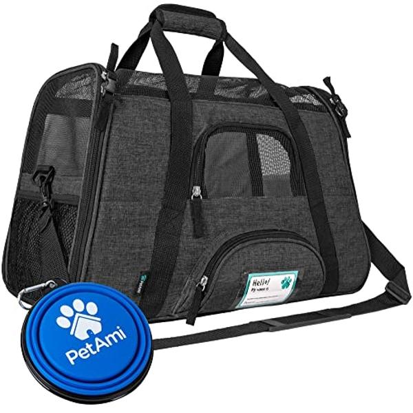 PetAmi Airline Approved Soft Sided Dog & Cat Carrier, Ventilated Pet Carrying Bag - Medium/Large, Heather Dark Gray