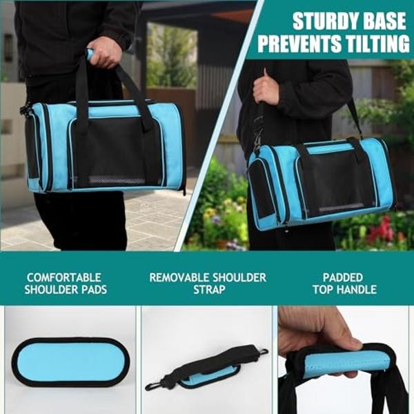 Top tasta Dog Cat Carrier Pet Carriers for Small Medium Large Cats Dogs Carrier Soft Sided Small Puppy Dog Carrier Portable Foldable Airline Approved Dog Cat Travel Carrier Blue Me