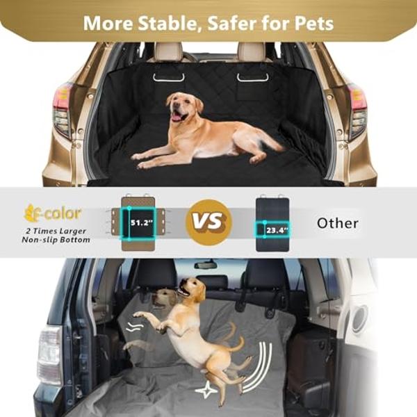 F-color SUV Cargo Liner for Dogs - Waterproof Pet Cargo Liner with Side Flaps, Comfort Dog Cargo Cover with Bumper Flap 2 Pockets, Scrachproof Non-slip Large Size Universal Fit SUV