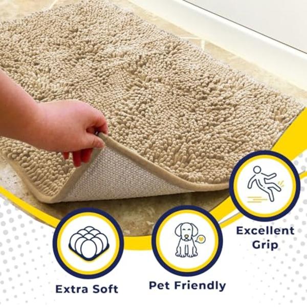 Muddy Mat® Shown on TV – Super Absorbent Microfiber Dog Door Mat for Muddy Paws, Non-Slip Washable Pet Rug, Quick Dry Chenille Entryway Carpet, Machine Washable Indoor Outdoor mat,