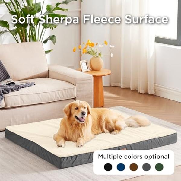 Bedsure Dog Beds Large Sized Dog - Extra-Large Orthopedic Waterproof Puppy Bed with Removable Washable Cover, Egg Crate Foam Pet Mat, Suitable for Pet Up to 100 lbs