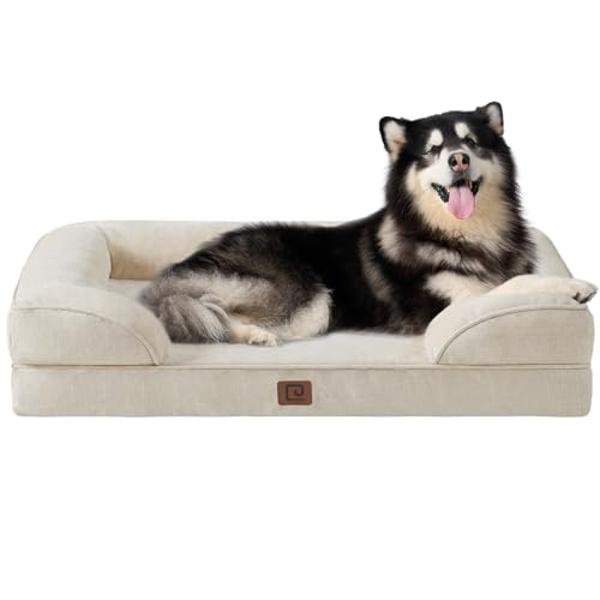 EHEYCIGA Orthopedic Dog Beds for Extra Large Dogs, Waterproof Memory Foam XXL Dog Bed with Sides, Non-Slip Bottom and Egg-Crate Foam Big Pet Couch Bed with Washable Removable Cover