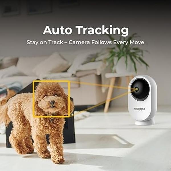 Waggle RV Mini Wi-Fi AI Pet Camera, 1080p HD, Pan & Tilt, Motion Alerts, 2-Way Audio, Night Vision, Pet Camera with App Control, Built-in SD Card (128GB)