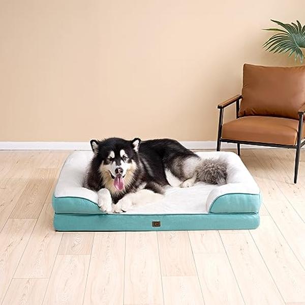 EHEYCIGA Orthopedic Dog Beds for Extra Large Dogs, Waterproof Memory Foam XL Pet Bed with Sides, Non-Slip Bottom and Egg-Crate Foam Big Dog Couch Bed with Washable Removable Cover,