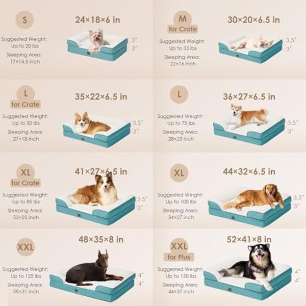 EHEYCIGA Orthopedic Dog Beds for Extra Large Dogs, Waterproof Memory Foam XL Pet Bed with Sides, Non-Slip Bottom and Egg-Crate Foam Big Dog Couch Bed with Washable Removable Cover,