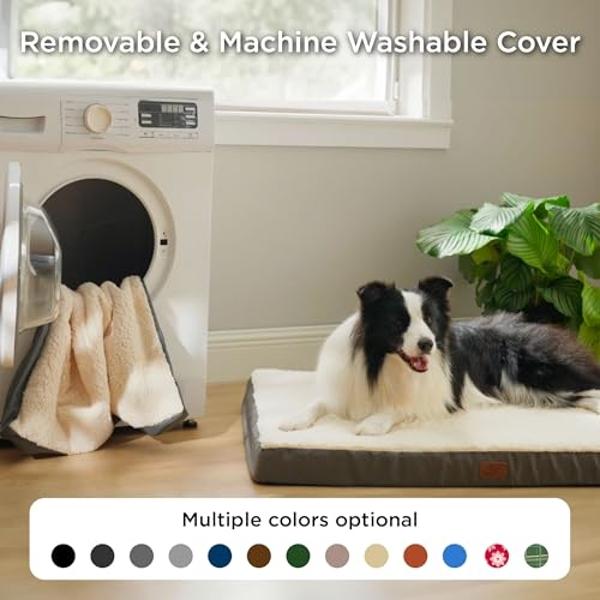Bedsure Dog Beds Large Sized Dog - Extra-Large Orthopedic Waterproof Puppy Bed with Removable Washable Cover, Egg Crate Foam Pet Mat, Suitable for Pet Up to 100 lbs