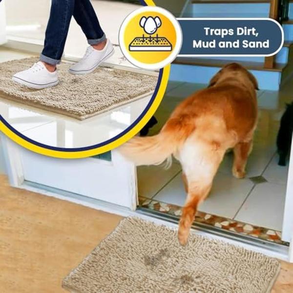 Muddy Mat® Shown on TV – Super Absorbent Microfiber Dog Door Mat for Muddy Paws, Non-Slip Washable Pet Rug, Quick Dry Chenille Entryway Carpet, Machine Washable Indoor Outdoor mat,