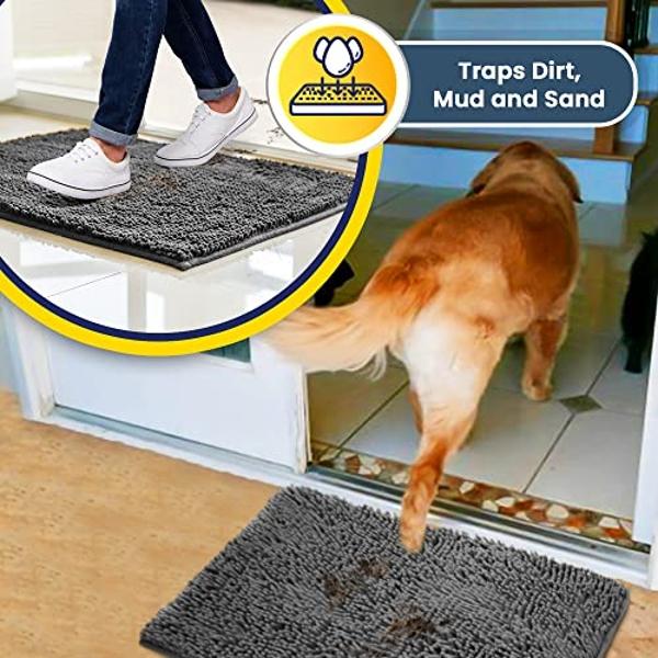 Muddy Mat® Shown on TV – Super Absorbent Microfiber Dog Door Mat for Muddy Paws, Non-Slip Washable Pet Rug, Quick Dry Chenille Entryway Carpet, Machine Washable Indoor Outdoor mat,