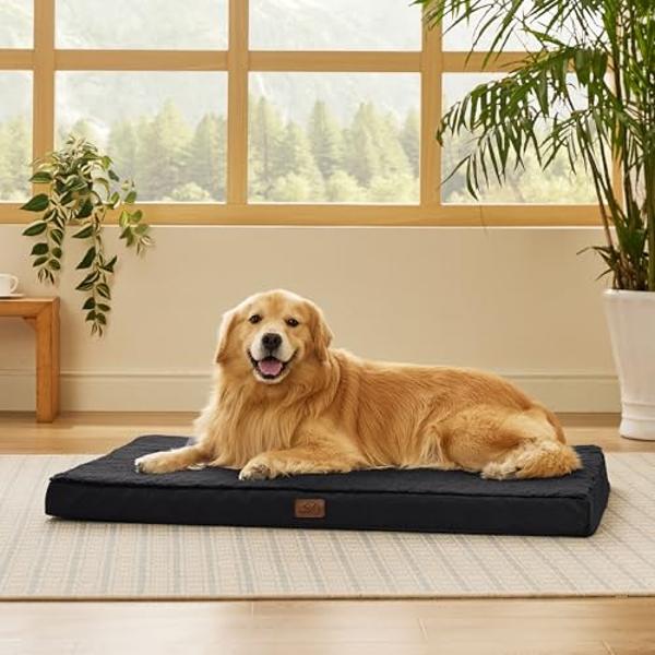 Bedsure Dog Beds Large Sized Dog - Extra-Large Orthopedic Waterproof Puppy Bed with Removable Washable Cover, Egg Crate Foam Pet Mat, Suitable for Pet Up to 100 lbs