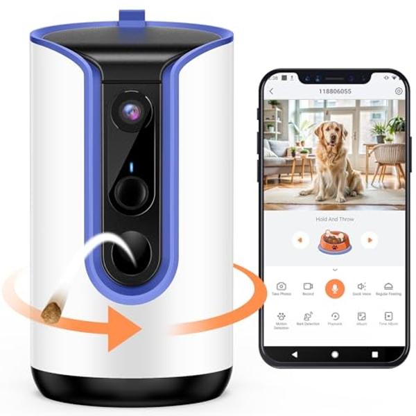 Fexfor 2K Pet Camera Security Dogs Camera, On-Device AI Tracking and Pet Monitoring, 360° View, with Treat Dispenser, Local Storage, 2-Way Audio, Phone App, Motion Alert