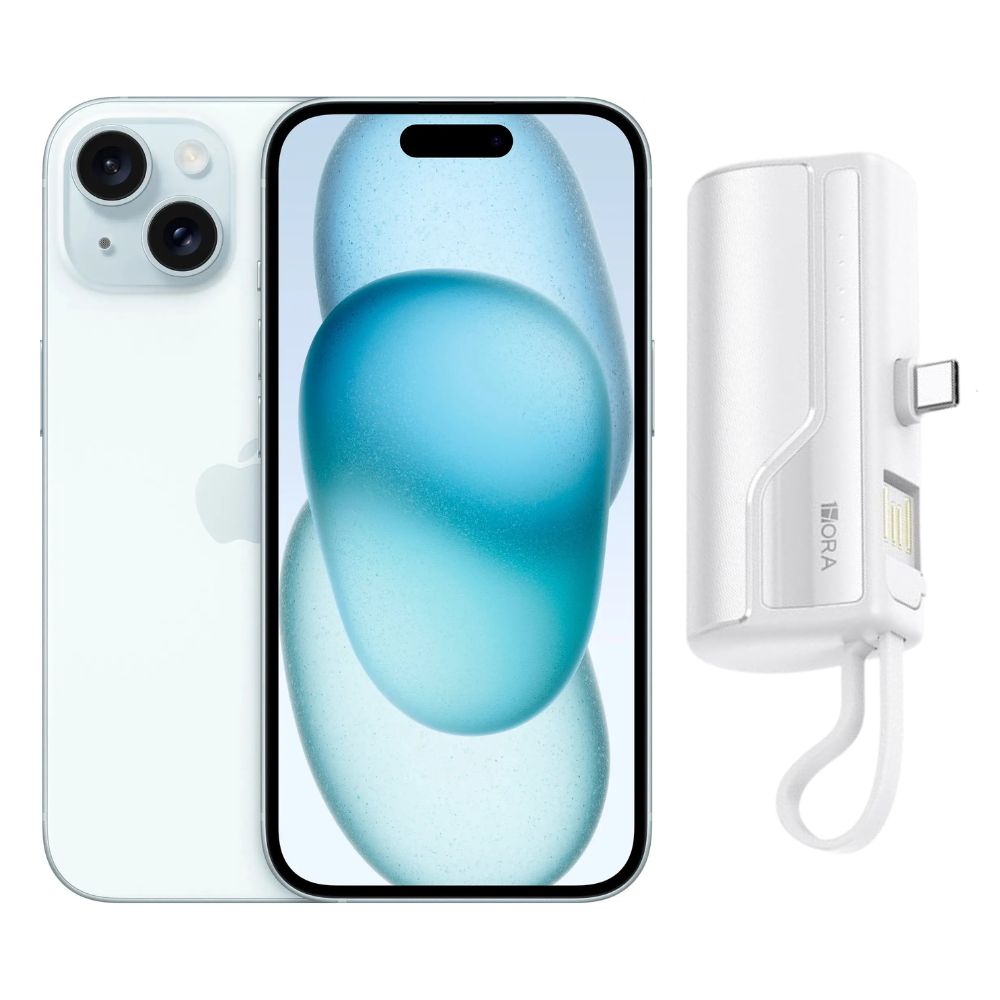 iPhone 15 128GB Azul CHIP Reacondicionado + Mini Power Bank