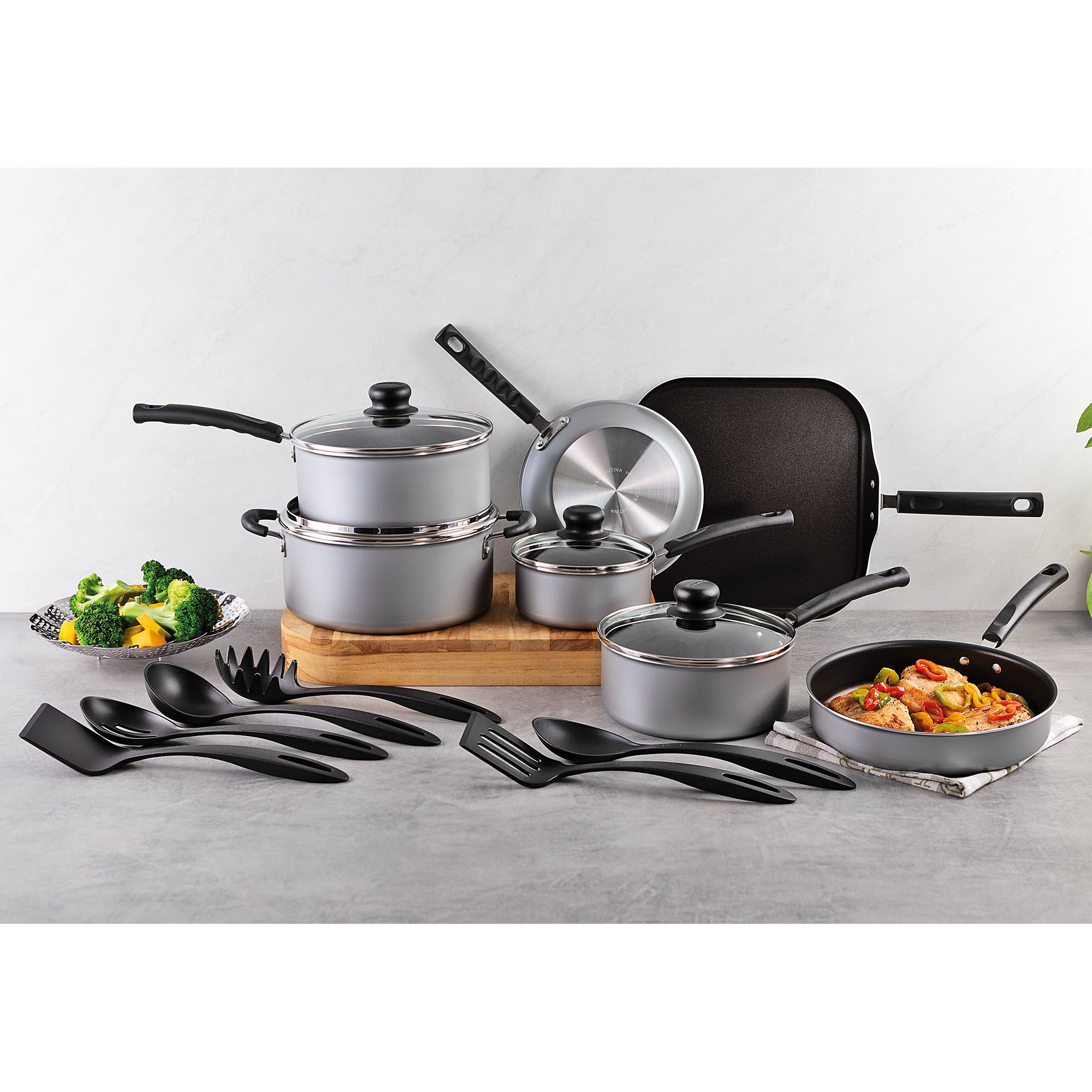 Bateria de Cocina Tramontina New Primaware 18 Piezas Gris 