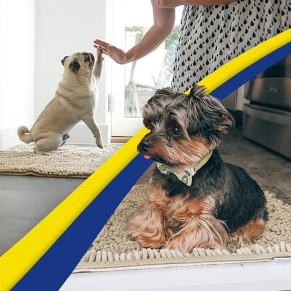 Muddy Mat® Shown on TV – Super Absorbent Microfiber Dog Door Mat for Muddy Paws, Non-Slip Washable Pet Rug, Quick Dry Chenille Entryway Carpet, Machine Washable Indoor Outdoor mat,