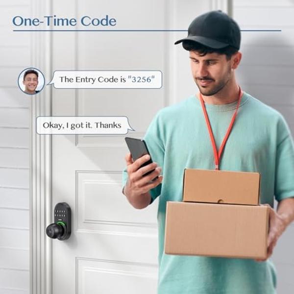 Keypad Smart Door Knob Lock, Yamiry Keyless Entry Digital Lock with Handle, Electronic Code Knob for Front Door, Easy Installation