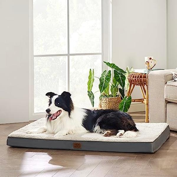 Bedsure Dog Beds Large Sized Dog - Extra-Large Orthopedic Waterproof Puppy Bed with Removable Washable Cover, Egg Crate Foam Pet Mat, Suitable for Pet Up to 100 lbs