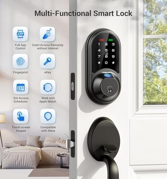 Schlage BE499WB CEN 716 Encode Plus WiFi Deadbolt Smart Lock, Keyless Entry Touchscreen Door Lock with Century Trim, Aged Bronze