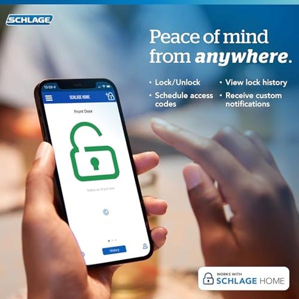 Schlage Encode Plus Smart Wi-Fi Lock for Front Door, Keyless Entry Deadbolt, Unlock with Apple Watch, Built-in WiFi and App Control, Easy Install, Alexa & Apple HomeKit Compatible,