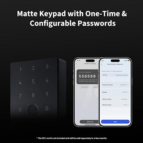 Aqara Smart Lock U100, Fingerprint Keyless Entry Door Lock with Apple Home Key, Touchscreen Keypad, Bluetooth Electronic Deadbolt, IP65 Weatherproof, Supports Apple HomeKit, Alexa,