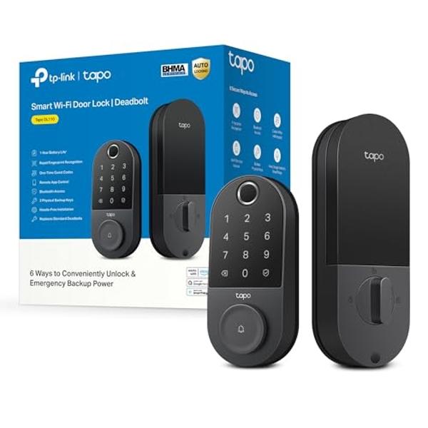 TP-Link Tapo Smart Door Lock, Deadbolt | Keyless Entry, Fingerprint Recognition, Touchscreen Keypad & in-App Monitoring with Scheduled Access | 1-Year Rechargeable Battery | BHMA G