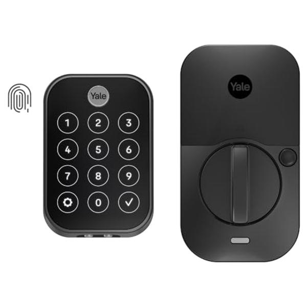 Yale Assure Lock 2 Touch Deadbolt, Black Suede Keyless Entry Door Lock with Touch Digital Keypad and Fingerprint Scanner, (No Wi-Fi), YRD450-F-BLE-BSP