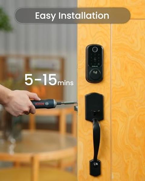 DESLOC B200 Keyless Entry Door Lock with Handle Set, Smart Locks for Front Door, Deadbolt Smart Lock, Front Door Locks Set, Electronic keypad Deadbolt with Handle, 12 Months Batter